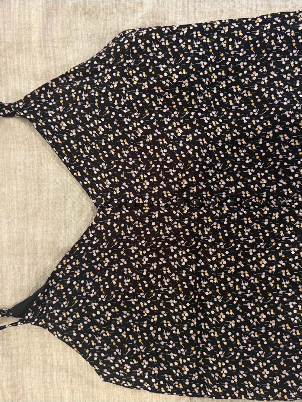 Madewell Black Floral Spaghetti Strap Cami Crop Top